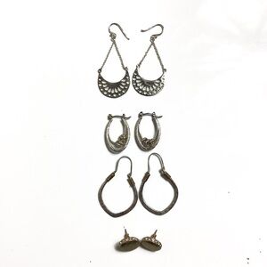 Y2K Boho Elegant Silver Earrings Set Dangle & Post